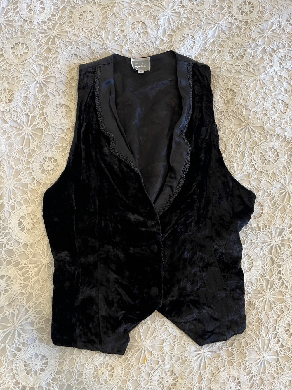 Vintage black velvet vest - Picture 3 of 8